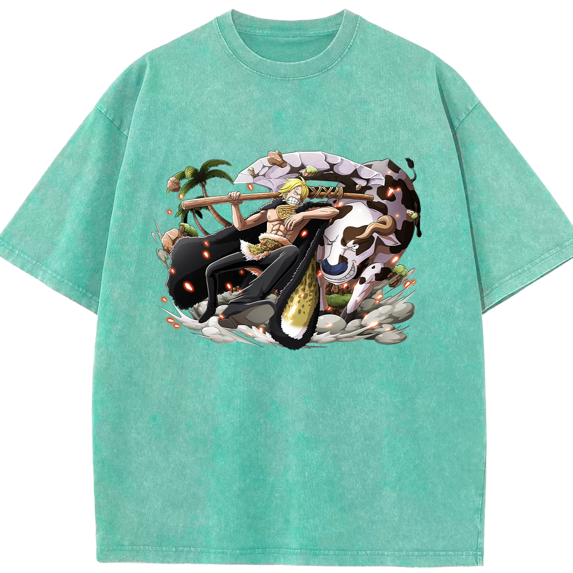 （画像用） ワンピース サンジ ONE PIECE Sanji 綿100% ヴィンテージ風 半袖Tシャツ（フロントプリント）